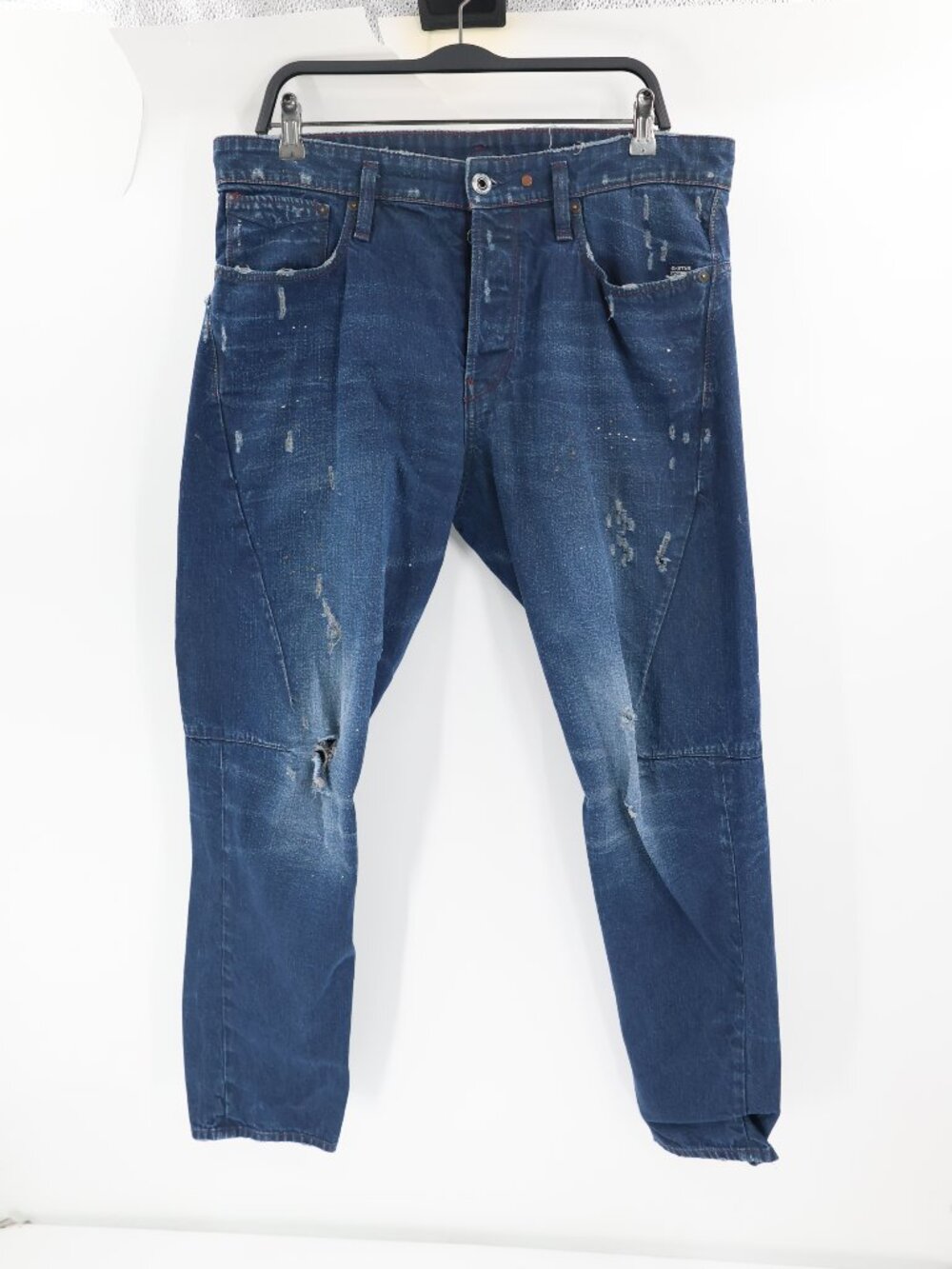 G-Star Raw Jeans Men's 34 Scutar 3D Slim Tapered Button Fly Cotton Destroyed